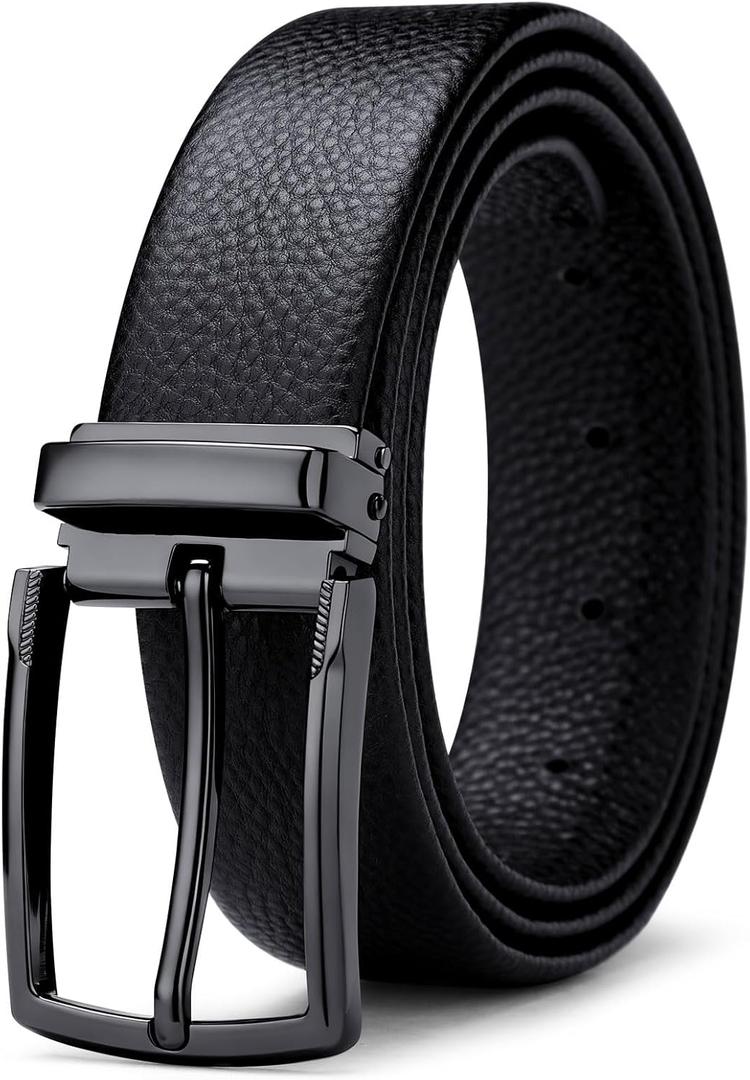Men's Genuine Leather Dress Belt, 1.38" Wide, Premium Cowhide Business Casual Belt, Classic Design for Work and Formal Wear