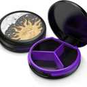 Serfeymi Small Pill Case for Purse, Unique Artistic Patterns Travel Pill Box with 3 Compartments, Portable Mini Pill Organizer for Pocket, Decorative Pill Container for Purse - Black(Cosmic Balance) (1 Piece)