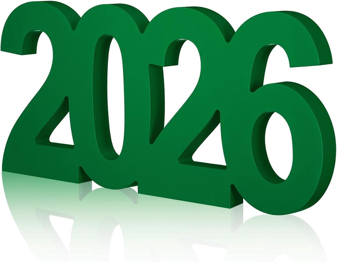 AceOrbit Graduation Decorations 2026 Table Sign Centerpieces 13" x 5.5" Wooden Class of 2026 Block Graduation Photo Booth Props for High School Seniors Night Decor College Party Supplies(Green)
