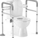 Toilet Safety Rails for Seniors, Adjustable Toilet Handles for Elderly and Disabled, Foldable Handicap Toilet Safety Frame Fit Any Toilets (350 LB) (Gray)