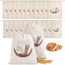 Dunzy 20 Pcs Linen Bread Bag for Homemade Bread Reusable 2 Sizes 10" x 12" and 11" x 17" Unbleached Container Drawstring Natural Bags Storage for Food Baking Kitchen Sandwich Bakery Picnic Wedding
