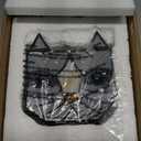 Unique Stained Glass Gray Cat Planter, Plant Pots Indoor,Indoor Flower Pots with Drainage,Window Sill Cat Decoration Gift,4.6x5.15x3IN (Grey-white)