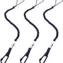 3 Pack Retractable Tool Lanyard, Safety Fall Protection Tools Leash with Aluminum Screw Lock Carabiner Clip and Adjustable Loop End, Tough Scaffold Tether for Construction Roofing (Black+Black+Black)