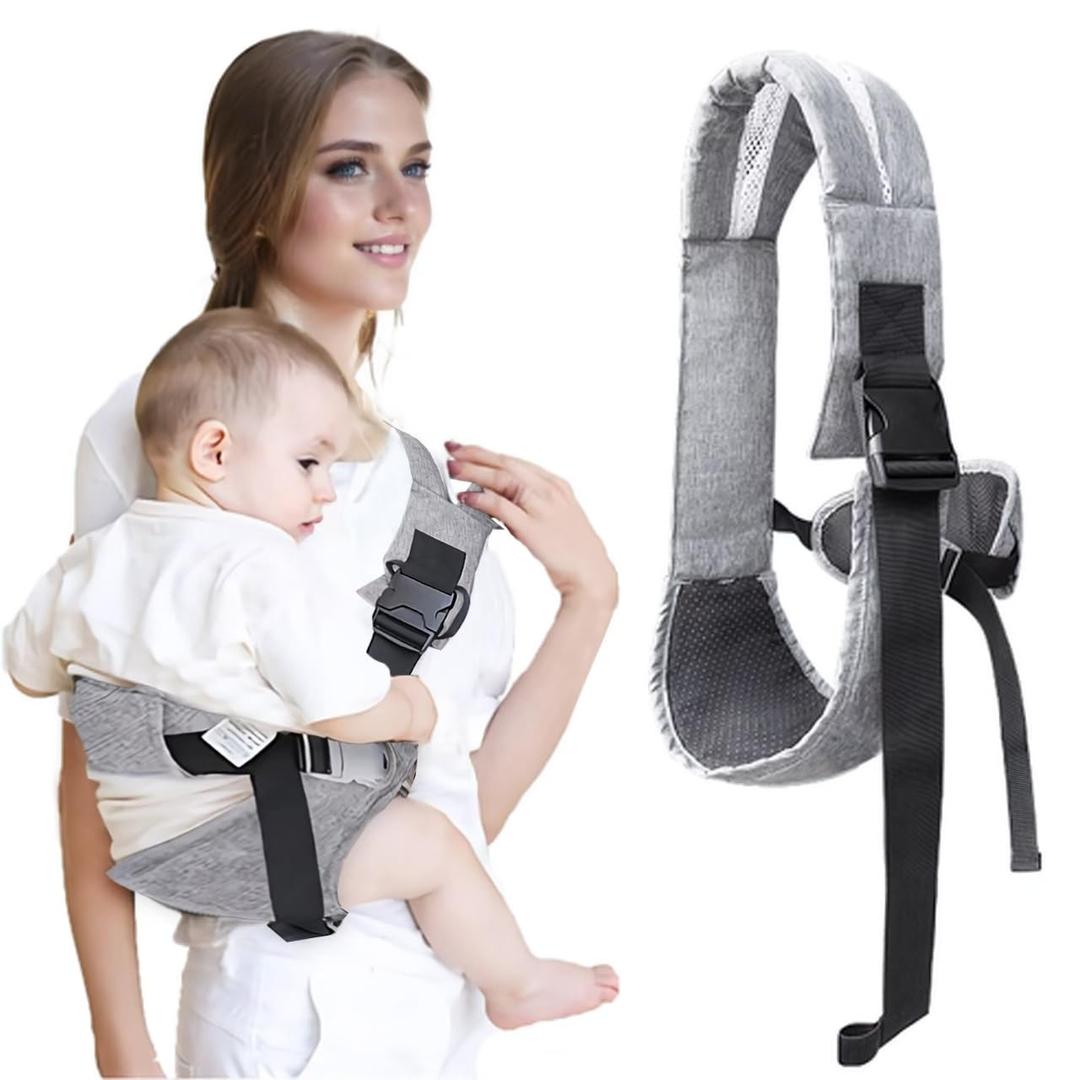 Easy to Wear Baby Sling Carrier - Compact Toddler Carrier with Adjustable Strap, Soft Padding, Non-Slip Hip Seat for Infants and Toddlers (7-44 LBS, 6-48 Months) (Grey)