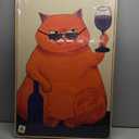 Framed Orange Cat Canvas Wall Art for Living Room, Large Vintage Funny Animal Artwork for Walls, Colorful Cute Farmhouse Retro Picture Prints Paintings for Kitchen Bedroom Kid Room Wall Decor
