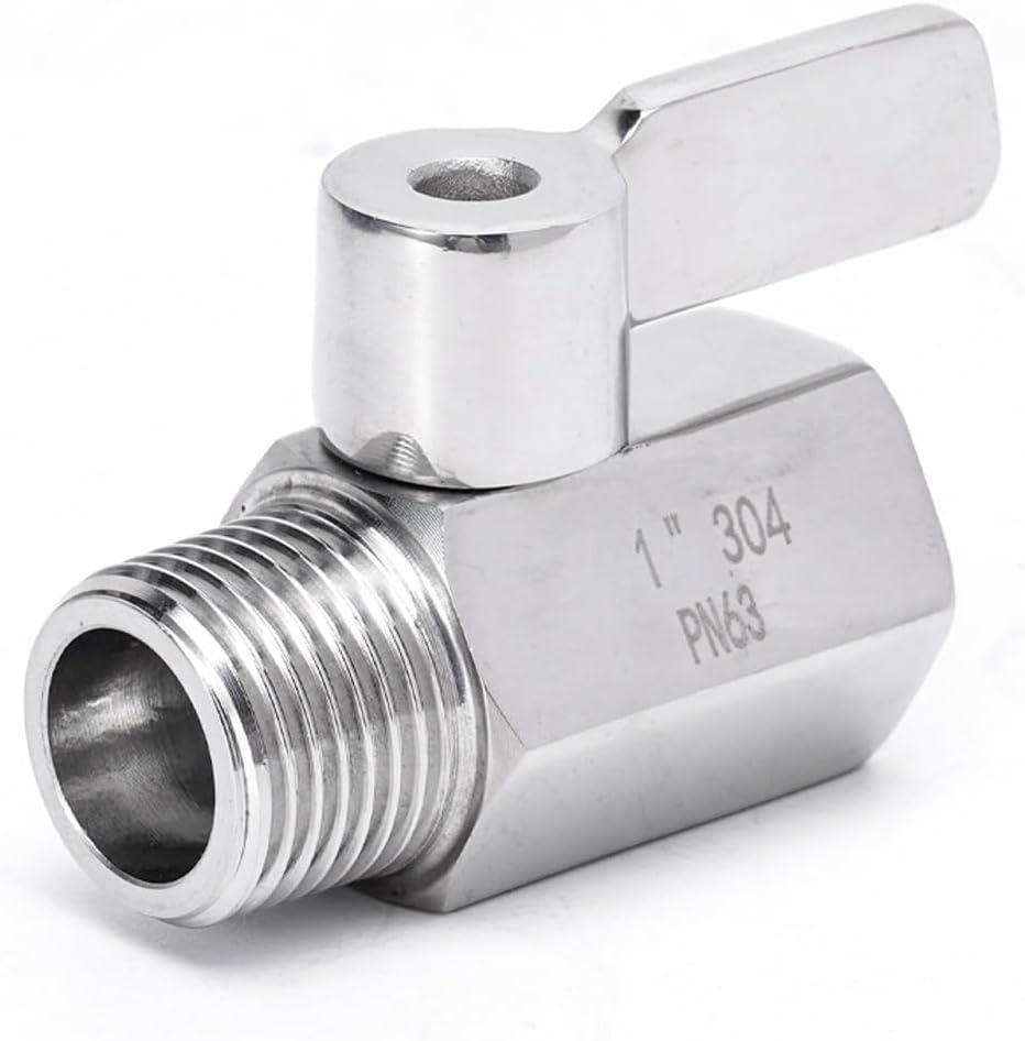 1" Mini Ball Valve Shut Off Valve with Handle, 304 Stainless Steel Ball Valve NPT Femal Male Thread Valve(Pack of 1) ale NPT Thread Valve(Pack of 1) (1Inch)