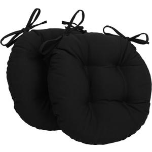 Blazing Needles 16-inch Twill Round Chair Cushion, 2 Count (Pack of 1), Black
