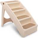 PetSafe CozyUp Folding Dog Stairs - Pet Stairs for Indoor/Outdoor at Home or Travel - Dog Steps for High Beds, Sofa with Siderails, Non-Slip Pads - Durable, Support up to 200 lbs - Extra Large, Tan