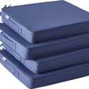 Outdoor Chair Cushions Set of 4 -Waterproof Outdoor Seat Cushions for Patio Furniture, Patio Chair Cushion with Handle and Ties, Square Out Door Chair Pads,19" x 19" x 3", Navy Blue