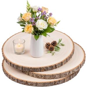 Wood Slices for Centerpieces, 1Plusselect 3 Pack 11 Inch Large Natural Wood Slices Rustic Unfinished Wood Chips for Wedding Centerpieces, Table Decor, DIY Painting Crafts, and Wedding Decorations