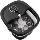 HOSPAN Collapsible Foot Spa Electric Rotary Massage, Foot Bath with Heat, Bubble, Remote, and 24 Motorized Shiatsu Massage Balls. Pedicure Foot Spa for Feet Stress Relief - FS02A (Black)