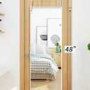 DMWOODFL 48"x14" Over-The-Door Full Length Mirror - No Drill Hanging with Metal Hooks, Shatterproof Glass & Aluminum Frame for Bathroom, Bedroom, Entryway DecorSilver White