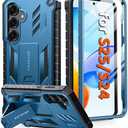 FNTCASE for Samsung Galaxy S25 Case: for Samsung Galaxy S24 Case Military Grade Drop Proof Protection Cover with Kickstand | Matte Rugged Shockproof Protective Sturdy Mobile Phone Case (Blue)