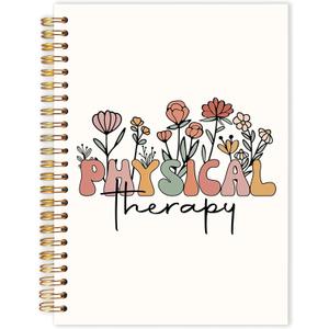 Floral Physical Therapy Spiral Notebook 5.5x8.3, PT Physical Therapist Gifts Journal for Writing, Therapy Notebook Journal for Note Taking, Therapist Office School Supplies