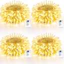 Lomotech Battery Operated Christmas Lights - 4 Pack Total 66ft 200LEDs String Lights 8 Modes Waterproof with Timer for Home, Garden, Party, Holiday, Tree Decoration (Clear Wire, Warm White)