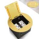 1 Pcs Recessed Floor Outlet 4. 72" x 4. 72" x 3. 94" 2-Gang with 4. 8a USB Chargers 20 Amp Floor Receptacles Round Hidden Outlet Kit Electrical Waterproof Box, Etl Listed (Gold)
