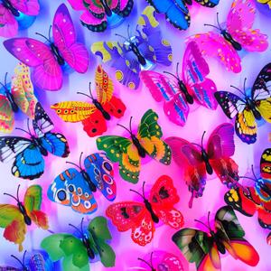 36 PCS LED Decorations Night Light, 3D Butterfly Sticker Lights, Colorful Butterfly Light Wall Sticker for Bedroom Garden Party Wedding Living Room