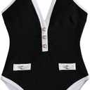 Floerns Women's One Piece Swimsuit Textured Halter Neck Tummy Control Bathing Suit (Black, S)