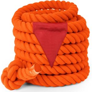 Field Day Tug of War Rope with Flag for Kids and Adults, Family Reunion Birthday Party Games, Summer Outside Lawn Games, Camping Picnic Carnival Games for Team Building Activities, Orange 20FT