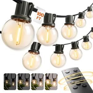 addlon Outdoor String Lights 48FT, LED Shatterproof Bulbs, Dimmable Patio Lights Waterproof, Hanging Outside Lighting for Backyard, Garden, Deck, Balcony, Porch, Caf, Decor