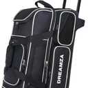 3 Ball Bowling Bags with Wheels & Shoe Pocket, Premium Bowling Ball Bag 3 Ball Roller, Effortless-Rolling 3 Ball Bowling Bag w/Multi-Storage Pockets & Telescopic Handle Extends to 40'' (Black)