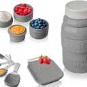 Comfify Mason Jar Kitchenware  4 Measuring Cups, 4 Spoons, Spoon Rest  Vintage Ceramic in Gray