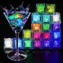 Light Up Ice Cubes, 18 Pack Multi Color Led Ice Cubes for Drinks IP67 Waterproof Reusable Glowing Flashing Changing Lights Water Activated Drink Lights for Cocktails Christmas Party Bar Wedding