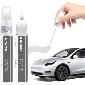 KIKIMO for Tesla Touch Up Paint(Pearl White Multi-Coat(PPSW)), Car Paint Repair Kit for Tesla Model Y/3/S/X, 2 In 1 Scratches Repair with Pen Tip and Brush, Color-Matched for Quick & Easy Fix