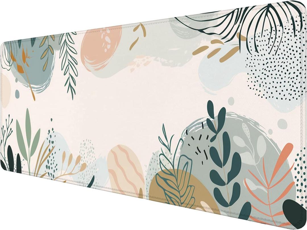 Abstract Boho Desk Mat Gaming Mouse Pad Green Pink XL Mouse Pad Large Mousepad Extended Laptop Keyboard Mat Gaming Desk Pad Mouse Mat Office Computer Keyboard Laptop Home 31.5"x11.8"