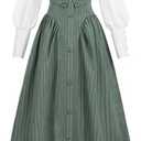 NSPSTT Victorian Edwardian Dress for Women 1800s Dress for Women Renaissance Costume Blouse Skirt 2PC Outfits, Green M