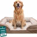 FurHaven Cooling Gel Dog Bed for Large Dogs, Perfect Comfort Sofa Bed, Cool Gel-Top Foam & Solid Orthopedic Foam Base for Joint Support, Removable Washable Cover, Jumbo XL, Plush & Velvet, Brownstone