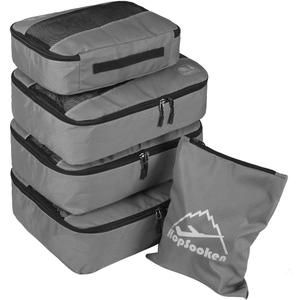 5 Set Packing Cubes for Travel Large Suitcase Luggage Organizer Bags Travel Accessories Vacation 4 Cubes 1 Laundry Pouch Bag (Gray)