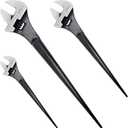 3-Piece Adjustable Construction Spud Wrench Set, 10-inch, 12-inch, 16-inch, SAE and Metric Scale Marked, CR-V Steel with Black Oxide Finish, Alignment Holes and Tail Crowbar Features