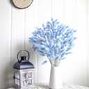 120 PCS Blue Dried Pampas Grass Decor, 17-inch Pompas Floral, Dry Flowers for Decoration, Pampas Grass in Bulk Tall, Blue Bunny Tails Dried Flowers for Boho Wedding Decor