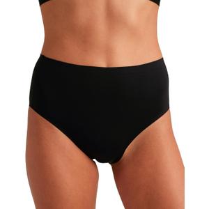 Saalt Seamless High Waisted Underwear - Women's Period Underwear - High-Rise Leakproof Panty - Made with Lycra Xtra Life - Reusable & Washable (Medium, Volcanic Black)
