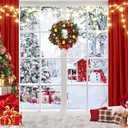 Christmas Window Backdrop 10x8ft Red Curtain Photography Backdrop Winter Xmas Party Banner Decorations Background Xmas Holiday Party Photo Booth D649