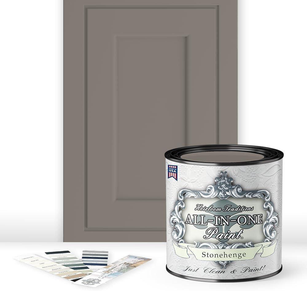ALL-IN-ONE Paint, Stonehenge (Mid-Tone Greige), Quart - Durable Cabinet and Furniture Paint Built-in Primer and Top Coat, No Sanding Needed 