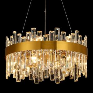 Crystal Chandeliers for Dining Room Lights Fixtures, 12 Lights Luxury Gold Modern Chandeliers for Bedroom, 2-Tier Round Crystal Lighting Fixtures for Living Room Entryway Kitchen Island D20 Inch (Brass)