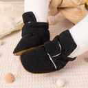 Miamooi Infant Baby Girls Boys Cotton Booties Newborn Winter Warm Fleece Cozy Slippers Toddler Non-Slip Ankle Boots First Walker Crib House Socks Shoes 3-18 Months (Black)