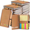 Chuangdi 100 Sets Employee Appreciation Gifts Bulk, Inspirational Kraft Spiral Notebooks with Sticky Notes and Bamboo Pens, Motivational Team Gifts for Office Staff, Coworker, Teachers, Students