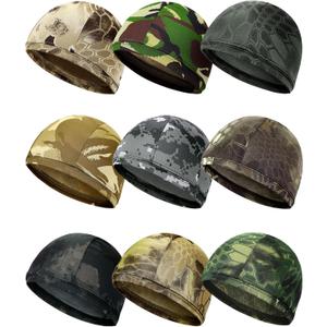9 Pcs Cooling Skull Cap Camo Liner Sweat Wicking Lightweight Cycling Cap Running Head hat for Men Women
