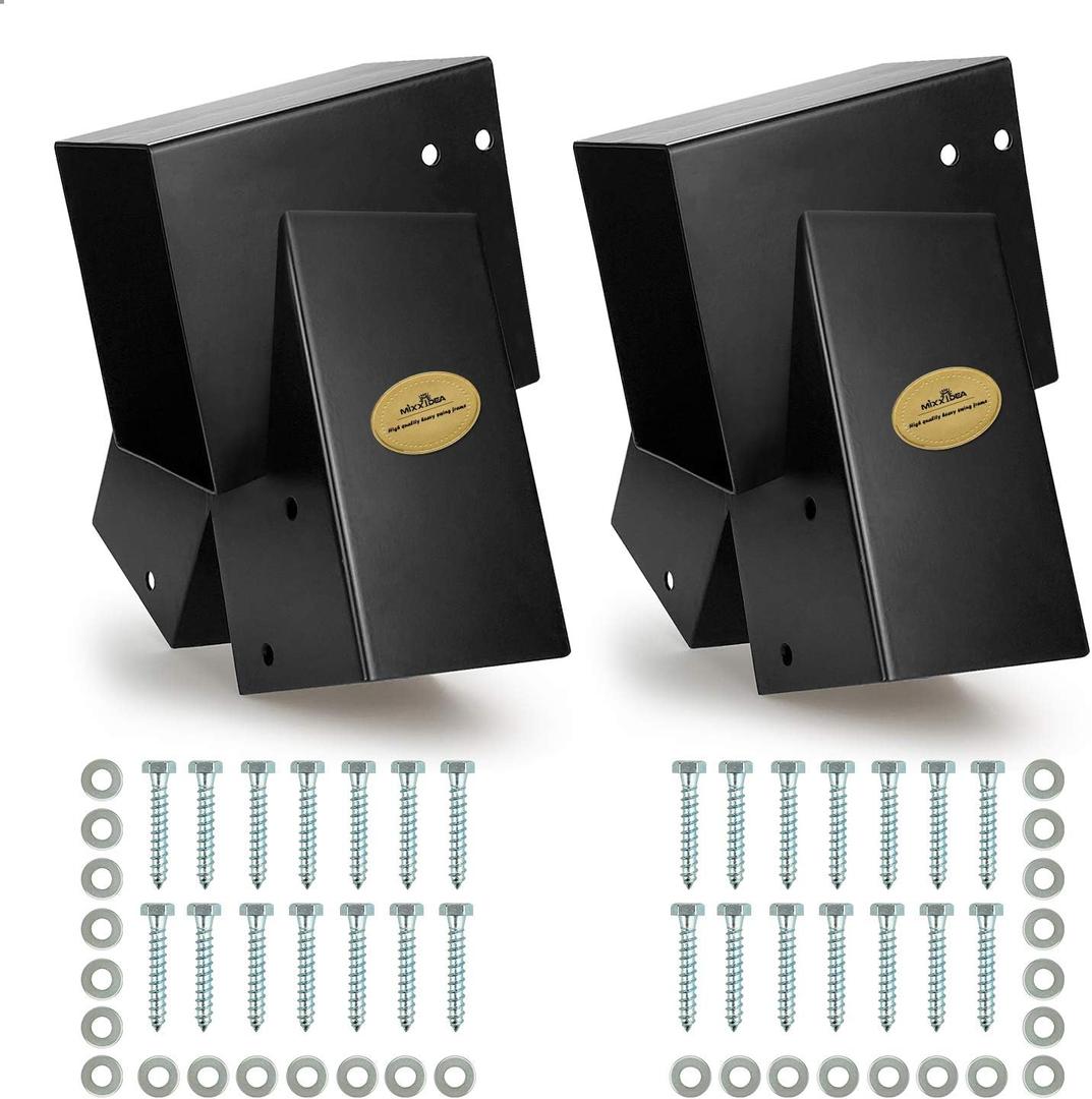 MIXXIDEA 2 Swing Set Brackets for Swing Set A-Frame Heavy Duty with All Mounting Hardware, Black (2 Brackets-Black)