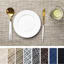 LEXMORE Placemats Set of 8 Vinyl/Plastic Woven Place Mats for Kitchen Table Indoor/Outdoor Washable Placemat Wipeable Dining Table Mats(A-Caramel)