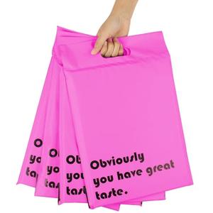RUSPEPA Poly Mailers 10x13 Inch Hot Pink with Build-in Handle Shipping Bags 3 Mil Pretty Thick Self Adhesive Mailing Envelopes - 50 Pack