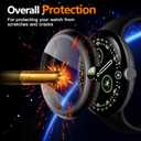 Misxi 2-Pack Case Ultra-Thin Tempered Glass Screen Protector Compatible with Google Pixel Watch 4 (2025) 45mm, High Touch Sensitivity Protective Cover for Pixel Watch 4, Black