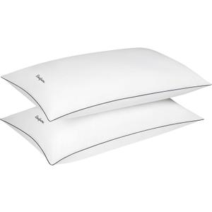 Dearfoams Bed Pillows,Set of 2 King Size, Luxurious 200 TC Cotton Down Alternative Bed Pillows,Supportive for Back, Side & Stomach Sleepers