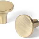 Goo-Ki 6 Pack Champagne Bronze Kitchen Cabinet Knobs  Minimalist Round Design for Cabinets and Dressers 1-1/8 Inches Diameter