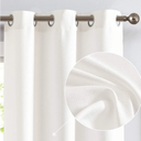 jinchan White Linen Textured Curtains 38*107 Inches Long  2 Panels Sets for Living Room Grommet Top Light Filtering Window Drapes for Bedroom Pack of 4