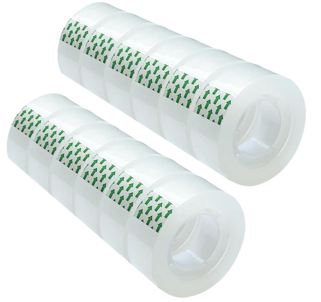 12 Rolls Clear Tape Refills Roll Transparent Tape Refill Rolls for Office, Home, School, 3/4-Inch x 1000 inch