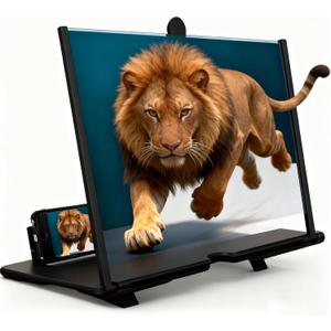 Screen Mobile Phone Magnifier, 2026 New 3D HD Screen Expander, Portable Enlarger Movies Gaming Video,Foldable Phone Stand with Movie Screen Amplifier,Compatible with All Phones (Black, 12inch)